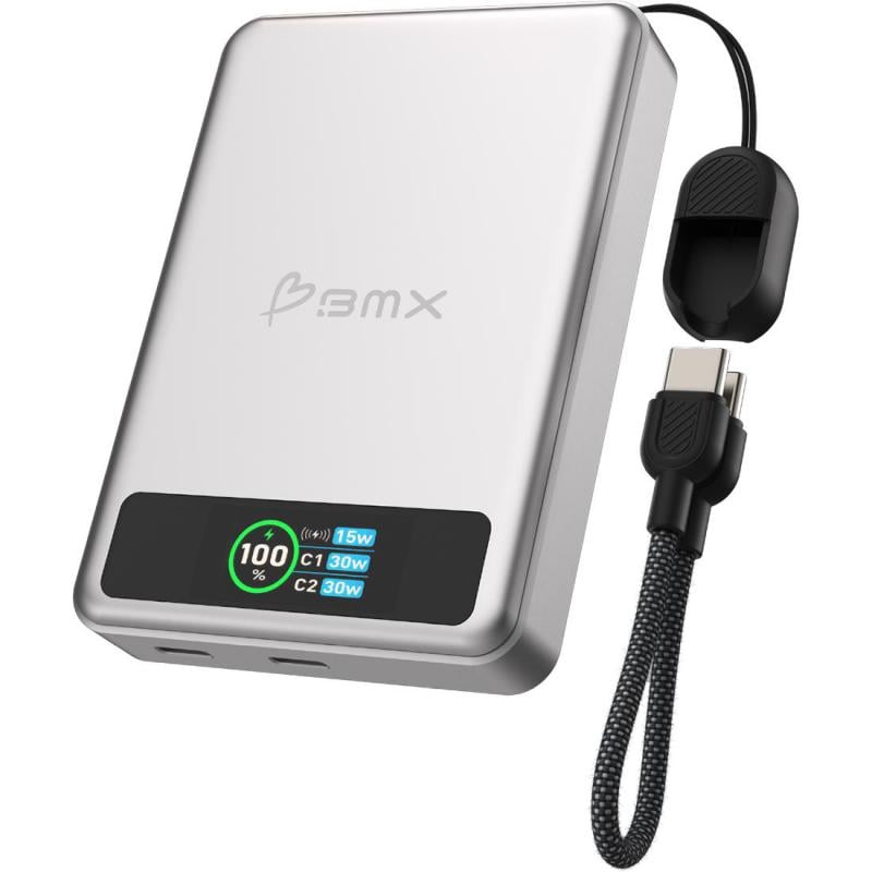 باور بانك BMX SolidSafe - 10000 مللي امبير فضي