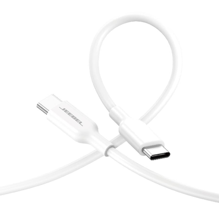 جيبل كابل جيبل 60 واط للشحن السريع ونقل البيانات بتصميم أبيض متين | usb-c to usb-c