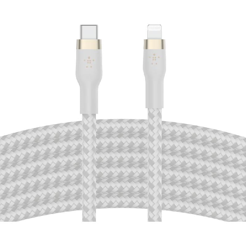 كيبل Belkin BoostCharge Pro Flex - 3 متر 9.84 قدم ابيض (BoostCharge Pro Flex)
