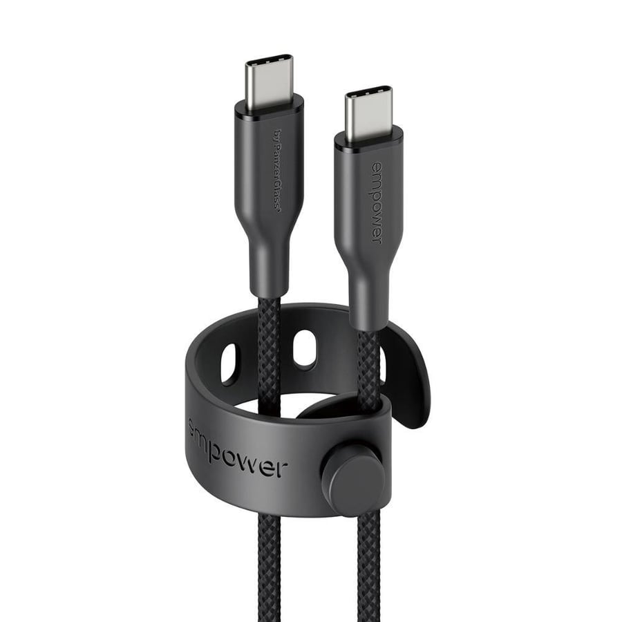 امباور كابل empower™ by panzerglass® racing بقدرة 60 واط من usb-c إلى usb-c | usb 2.0 | 1.2 متر | أسود فضائي