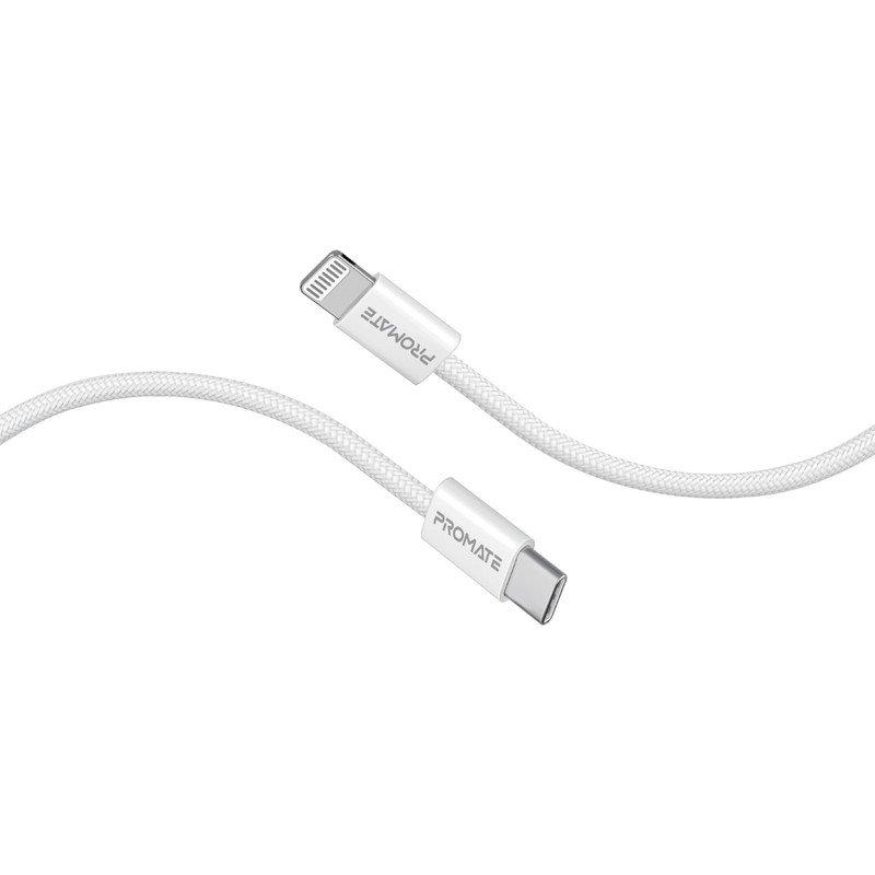 بروميت كابل USB-C إلى Lightning، كابل فائق السرعة للشحن والمزامنة بقوة 27 وات، ونقل بيانات بسرعة 480 ميجابت في الثانية وكابل سيليكون ناعم خالٍ من التشابك بطول 120 سم، EcoLine-Ci120 MP00000739