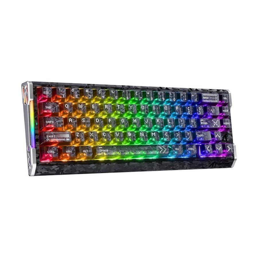 اتاك شارك r68 he كيبورد ألعاب سلكي 60% من ألياف الكربون rgb مع rapid trigger، سويتش مغناطيسي، en، أسود
