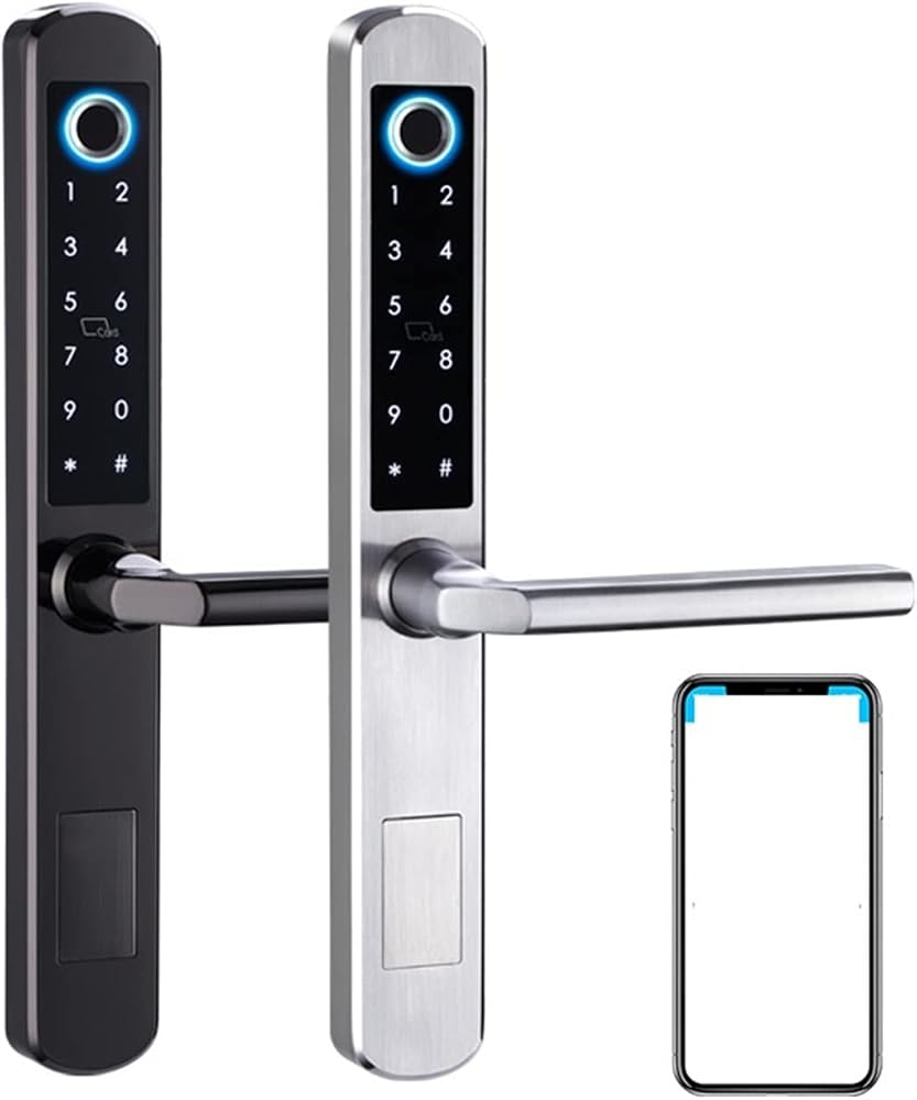 Smart Lock, Waterproof WiFi Biometric Fingerprint Door Locks Electronic Smart Door Lock RFID Card Code Lock for Aluminum Glass Door, Smart Deadbolt B0DZ5R8R8V
