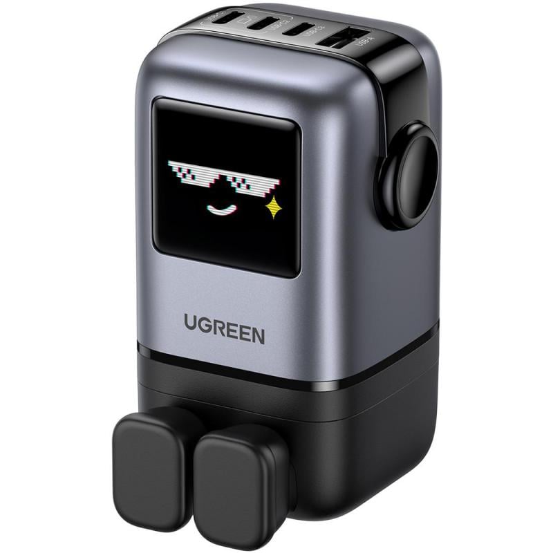 شاحن جداري UGREEN Uno - شاحن سريع GaN واط 100 بأربعة منافذ، 4 منافذ USB 3X USB-C/1X USB رمادي