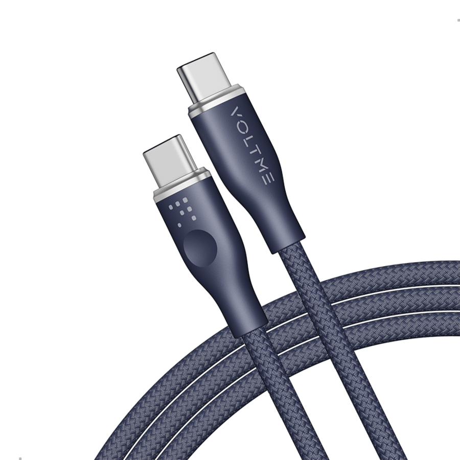 ڤولتمي سلك شاحن ڤولتمي سلسلة روج مظفر من USB-C إلى USB-C بطول 1 م وبقوة 100 واط - أزرق