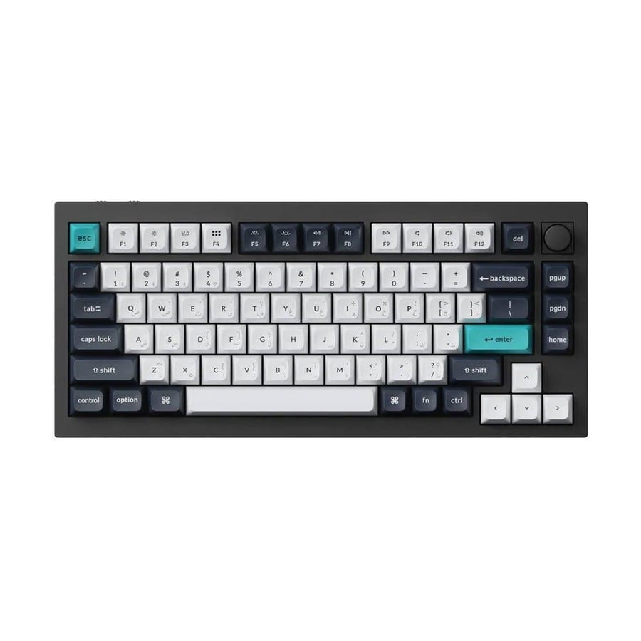 كيكرون q1 max كيبورد ألعاب ميكانيكي لاسلكي qmk/via، 75% rgb، سويتش gateron jupiter red، ar/en، أسود