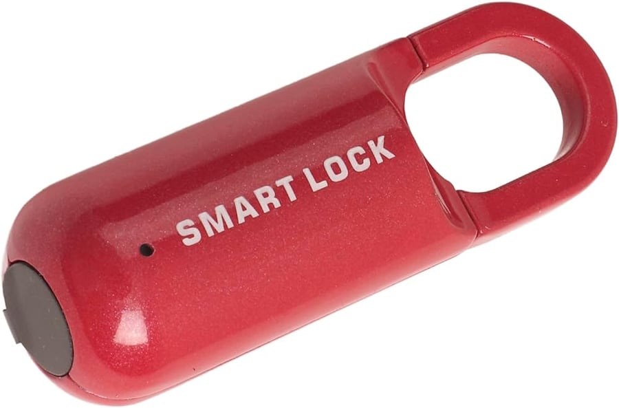 جياوو قفل بصمة الاصبع مضاد للسرقة قابل لاعادة الشحن بمنفذ USB، قفل امان بدون مفتاح بسعة 10 بصمات، خليط معدني من الزنك، 1000 فتح (احمر)