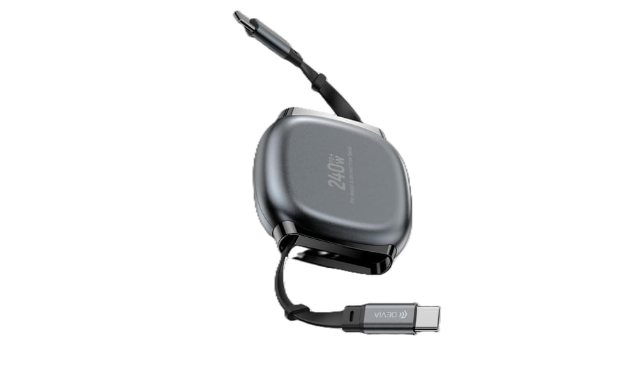 ديفيا كابل ديفيا usb-c pd 240 واط قابل للتمدد بطول 1 متر ec662، رمادي