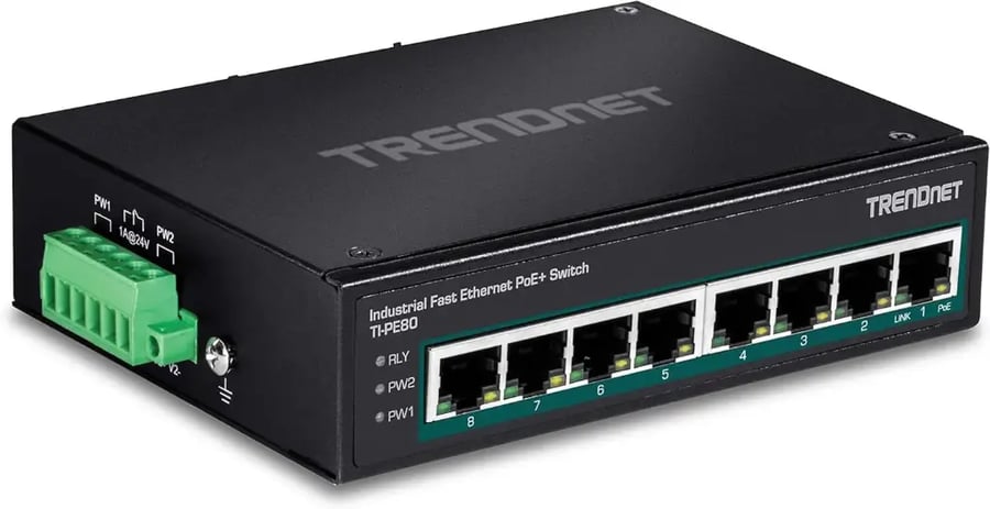 سويتش PoE TRENDnet 8-Port Industrial Fast Ethernet PoE plus DIN-Rail Switch