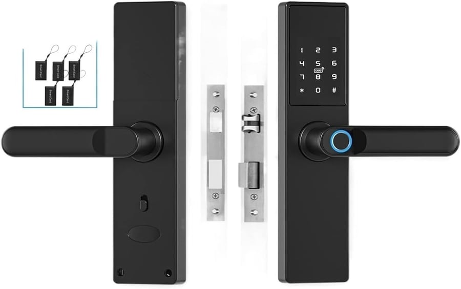 Fingerprint Door Lock Biometric Electronic Door Lock Digital Black Smart Lock Tuya App Remote Unlocking Keyless Lock Fingerprint Door Lock Lift Up