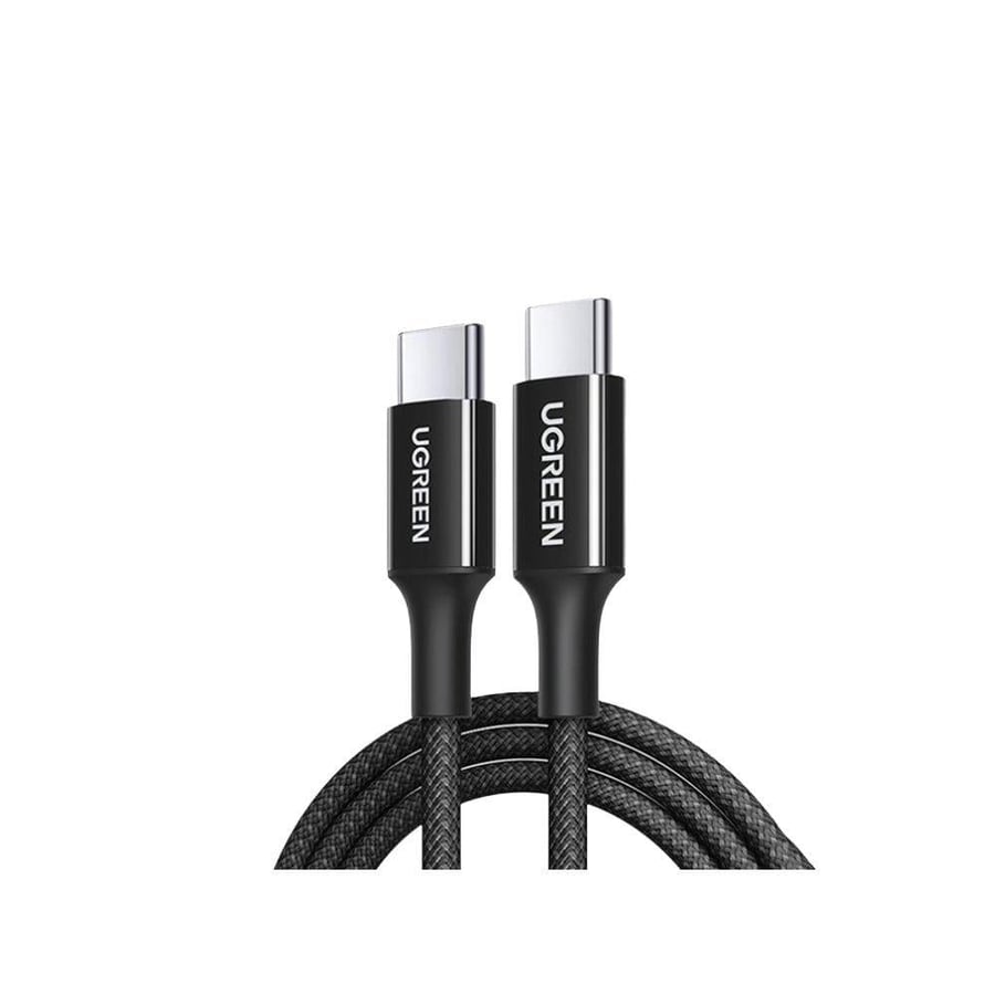 يوجرين سلك شاحن سريع 3a مضفر من usb-c الى usb-c بطول 1 م وبقوة 60 واط - أسود