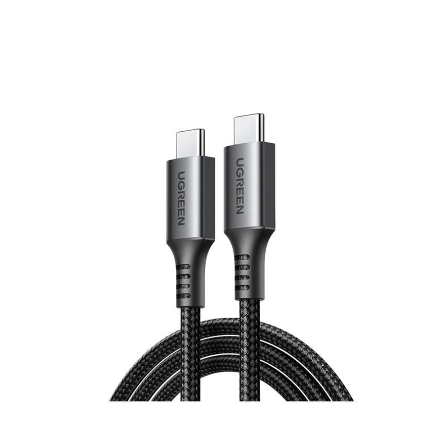 يوجرين سلك شاحن سريع مضفر من usb-c الى usb-c بطول 1 م وبقوة 60 واط - رمادي