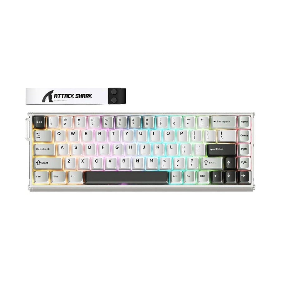 اتاك شارك x68 max he كيبورد ألعاب سلكي 60% من الألمنيوم rgb مع rapid trigger، سويتش مغناطيسي، en، star white