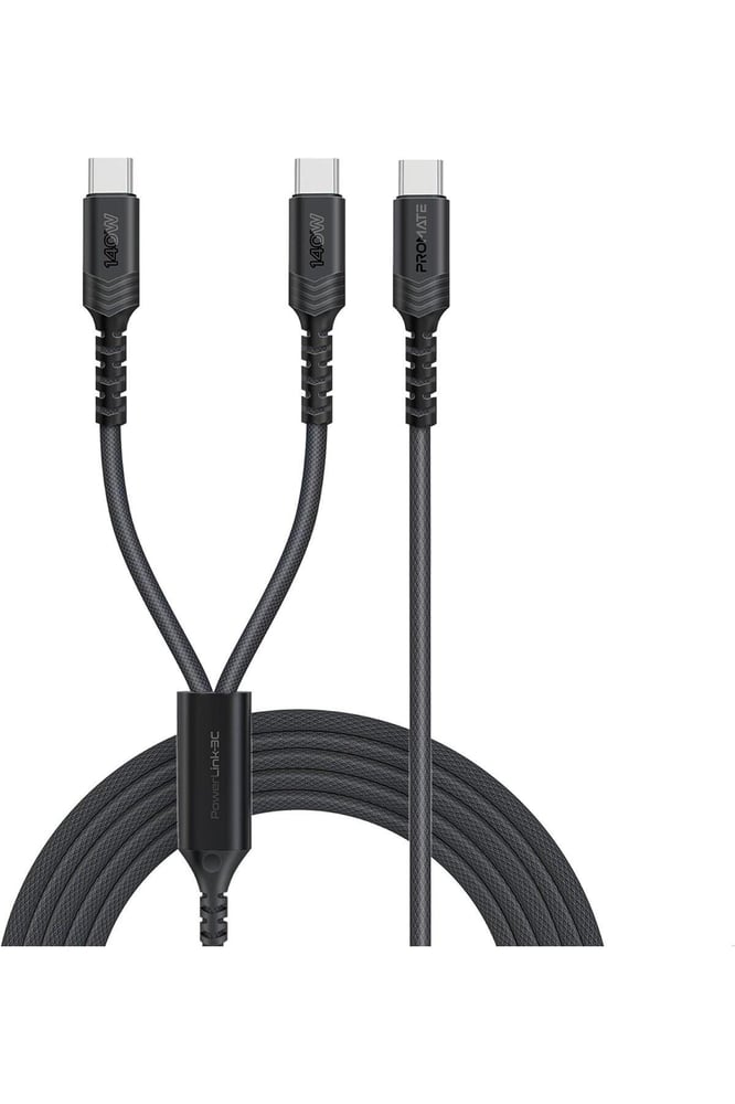 بروميت كابل USB-C™ إلى USB-C™ مزدوج مع توصيل طاقة 140 واط، ونقل بيانات بسرعة 480 ميجابت في الثانية، ودعم PD2.0 وPD3.0 وPD3.1، وحماية من التيار الزائد، وتصميم مضفر لأجهزة الكمبيوتر الم MP00000544