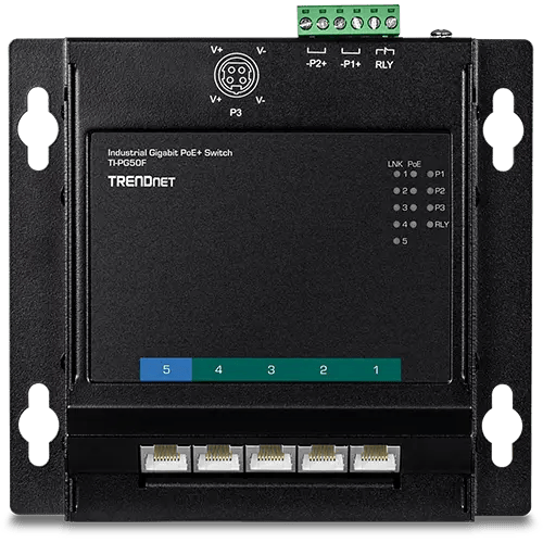 سويتش PoE TRENDnet TI-PG50F 5-Port Industrial Gigabit PoE plus Wall-Mounted Front Access Switch