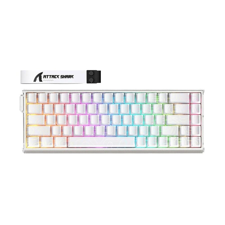 اتاك شارك x68 max he كيبورد ألعاب سلكي 60% من الألمنيوم rgb مع rapid trigger، سويتش مغناطيسي، en، white contour line