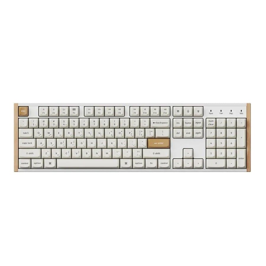 كيكرون k10 he كيبورد ألعاب لاسلكي qmk، 100% rgb، سويتش gateron double-rail magnetic nebula، ar/en، أبيض