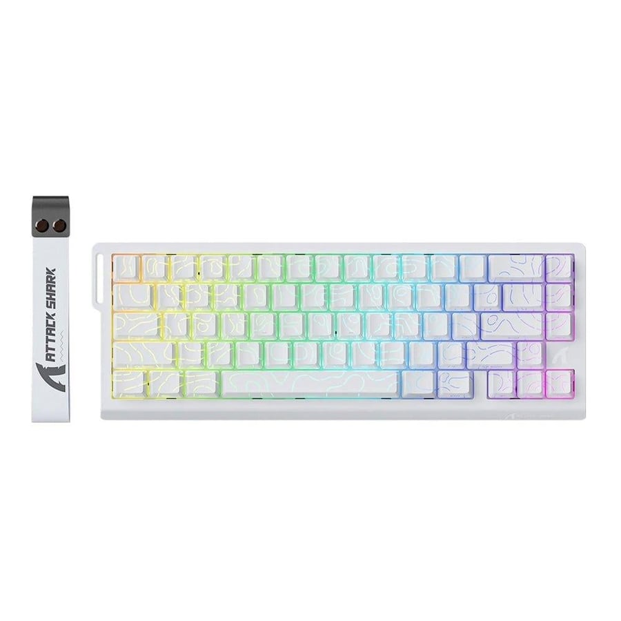 اتاك شارك x68 he كيبورد ألعاب سلكي بنسبة 60% rgb مع rapid trigger، سويتش مغناطيسي، en، white contour line
