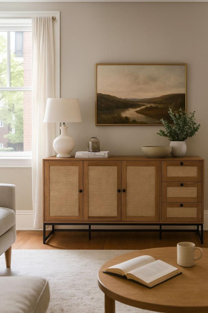 Wooden multi-storage wardrobe 160 - brown