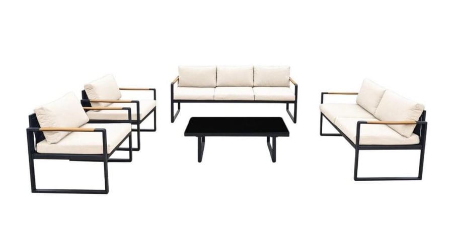 An outdoor seating for 7 people, aluminum