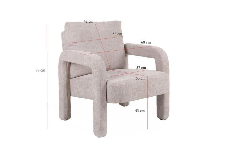 Single fabric chair - beige color