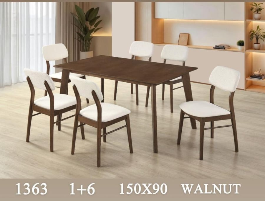 طاولة طعام 6 كراسي خشب ماليزي150*90