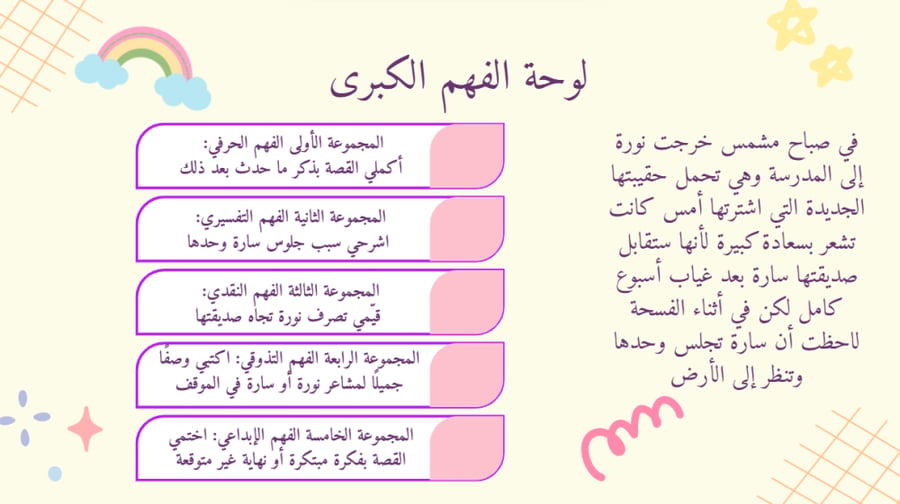 ورشة الفهم القرائي للطالبات