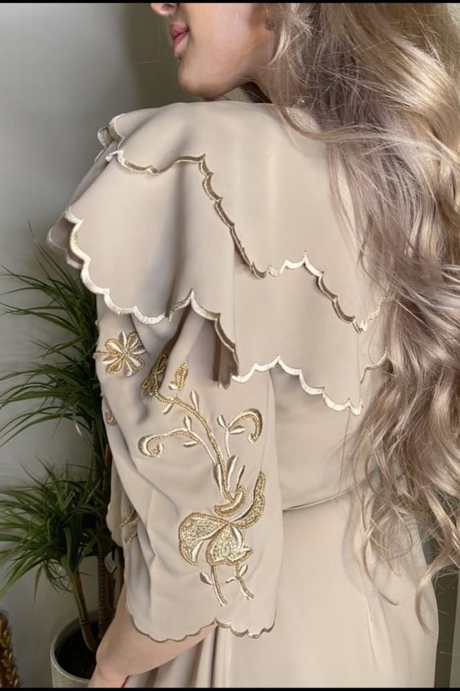 Beige embroidered dress