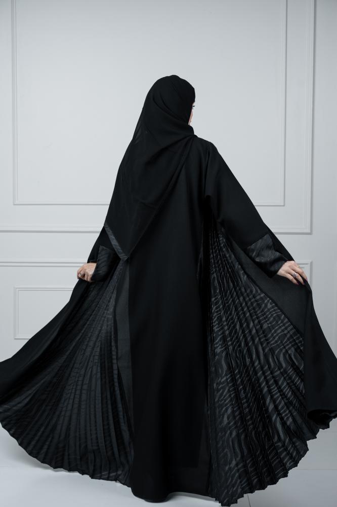 A-line abaya jacquard sides broken