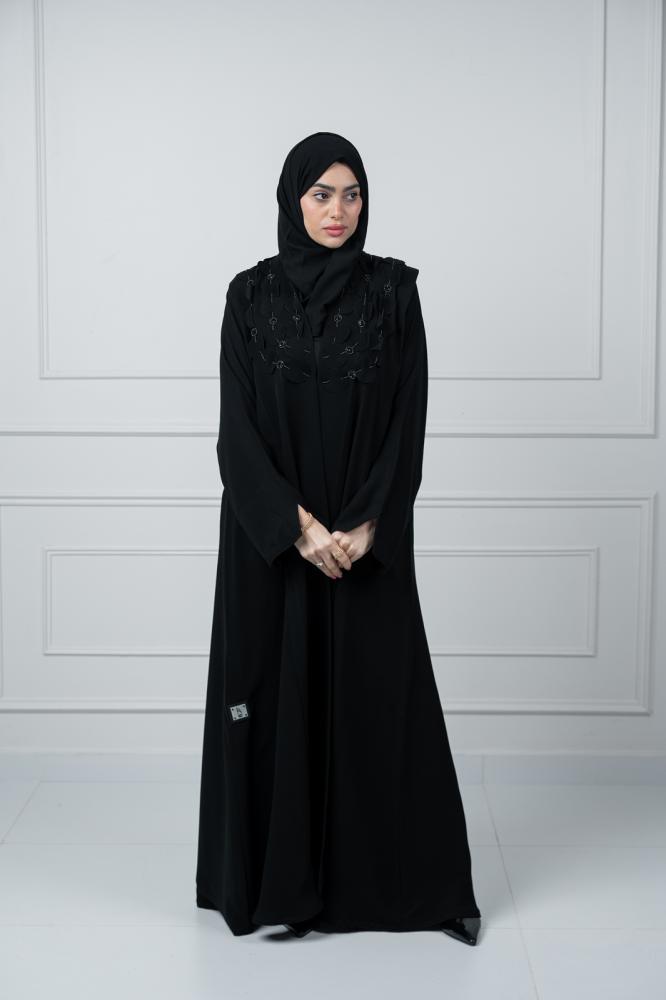 عباية تطريز يدوي كريب ملكي نص كلوش
