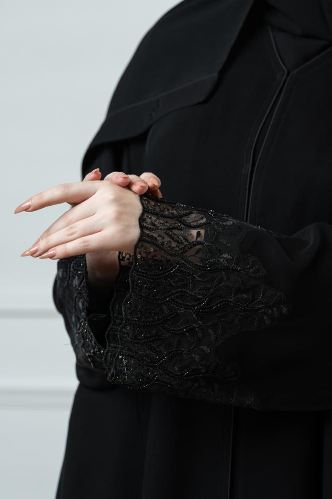 Hand-embroidered floral abaya