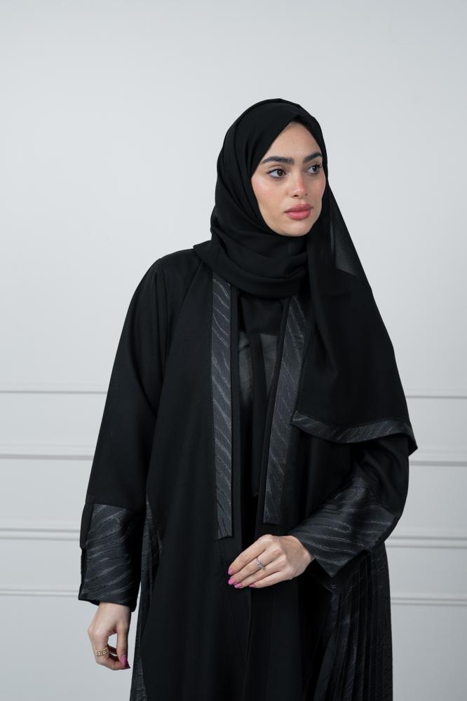 A-line abaya jacquard sides broken