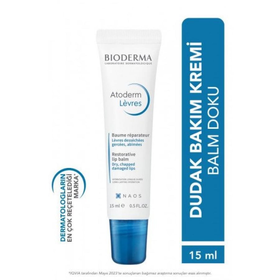 Bioderma Atoderm, lip moisturizer treatment, for dry, chapped, and damaged lips - 15 ml