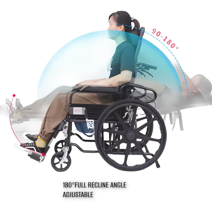 كرسي متحرك عجل كبير ظهر متحرك ورافع ارجل كومفورت MovaCare WheelChair