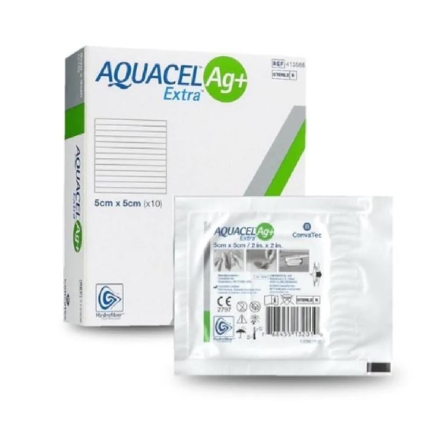 AQUACEL AG+ silver dressing with hydrofiber technology (per piece) 5*5