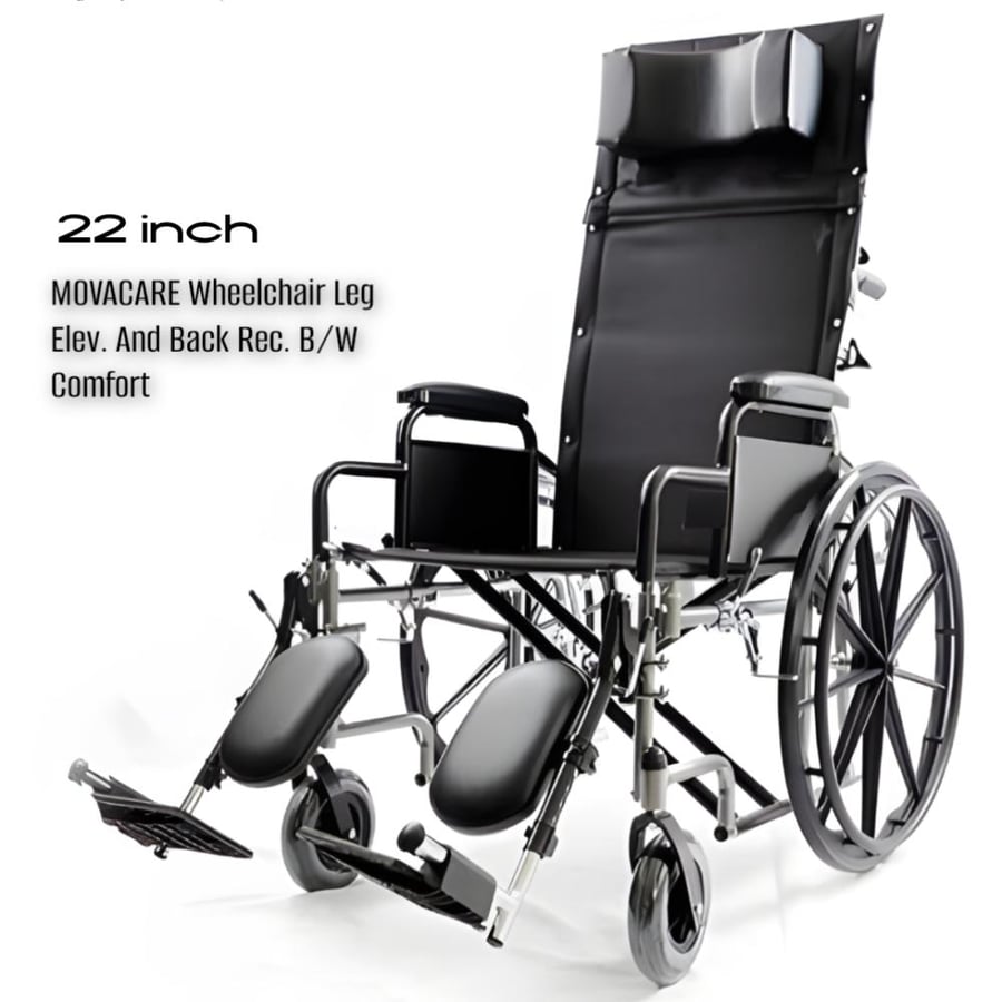 كرسي متحرك عجل كبير ظهر متحرك ورافع ارجل كومفورت MovaCare WheelChair
