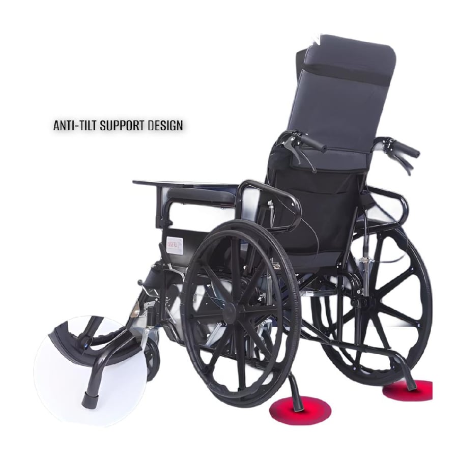 كرسي متحرك عجل كبير ظهر متحرك ورافع ارجل كومفورت MovaCare WheelChair