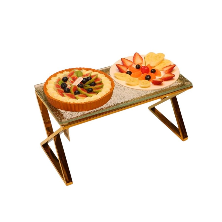 استاند بوفيه مستطيل ذهبي مع الزجاج (SH5362)