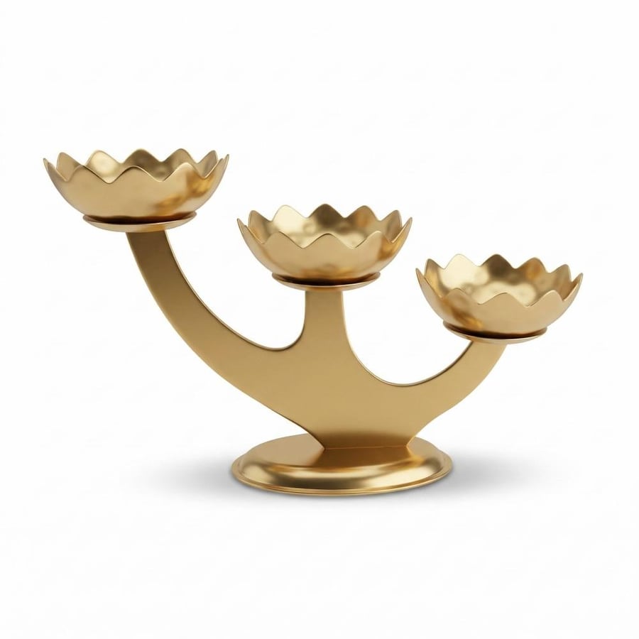 استاند فواكه ذهبي بثلاث زبديات منقط (SH5110-2)