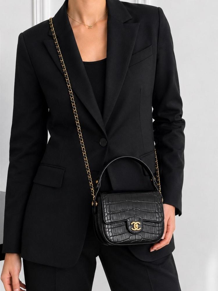FLAP BAG WITH TOP HANDLE CH2#