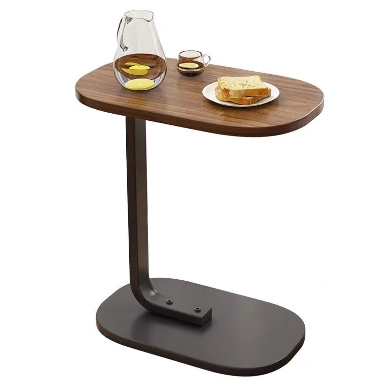 Wooden service table with brown surface