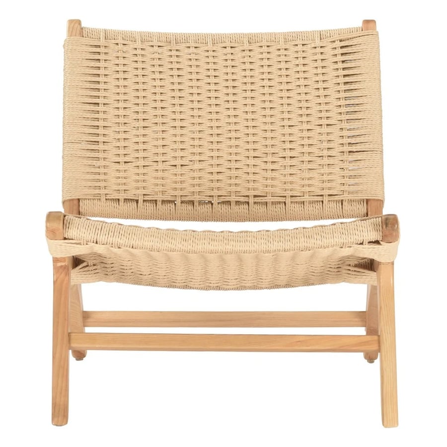 Wooden chair with back and seat cloth - rope