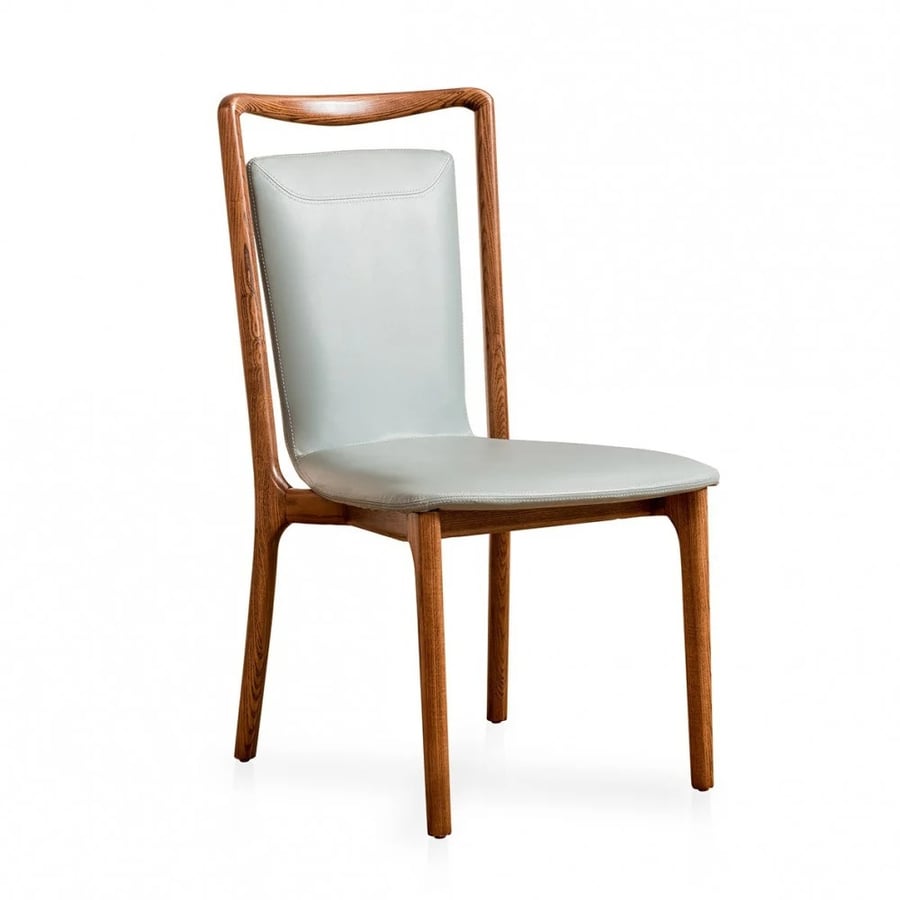Wooden chair with seat and back leather