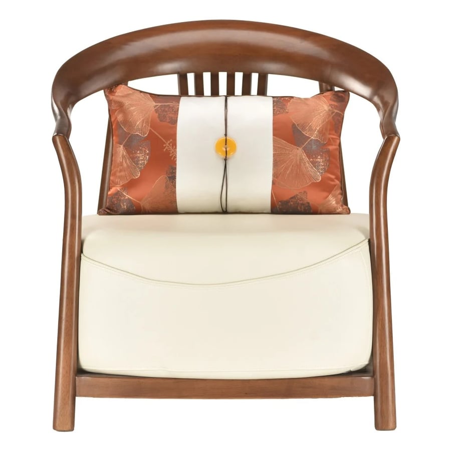 Wooden chair with backrest and leather seat