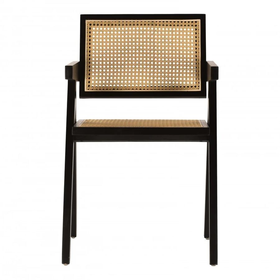 Wooden chair with back and rattan seat