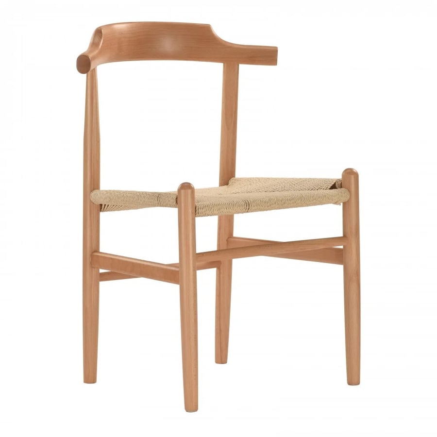 Wooden chair with strings like wicker material