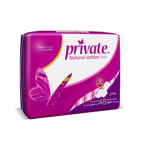 Private feminine pads with wings, 48 pads