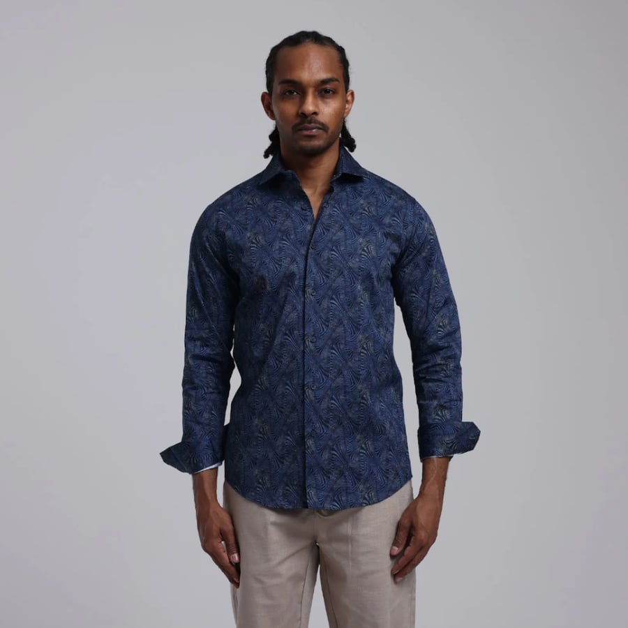 Linen shirt decorated with warm colors