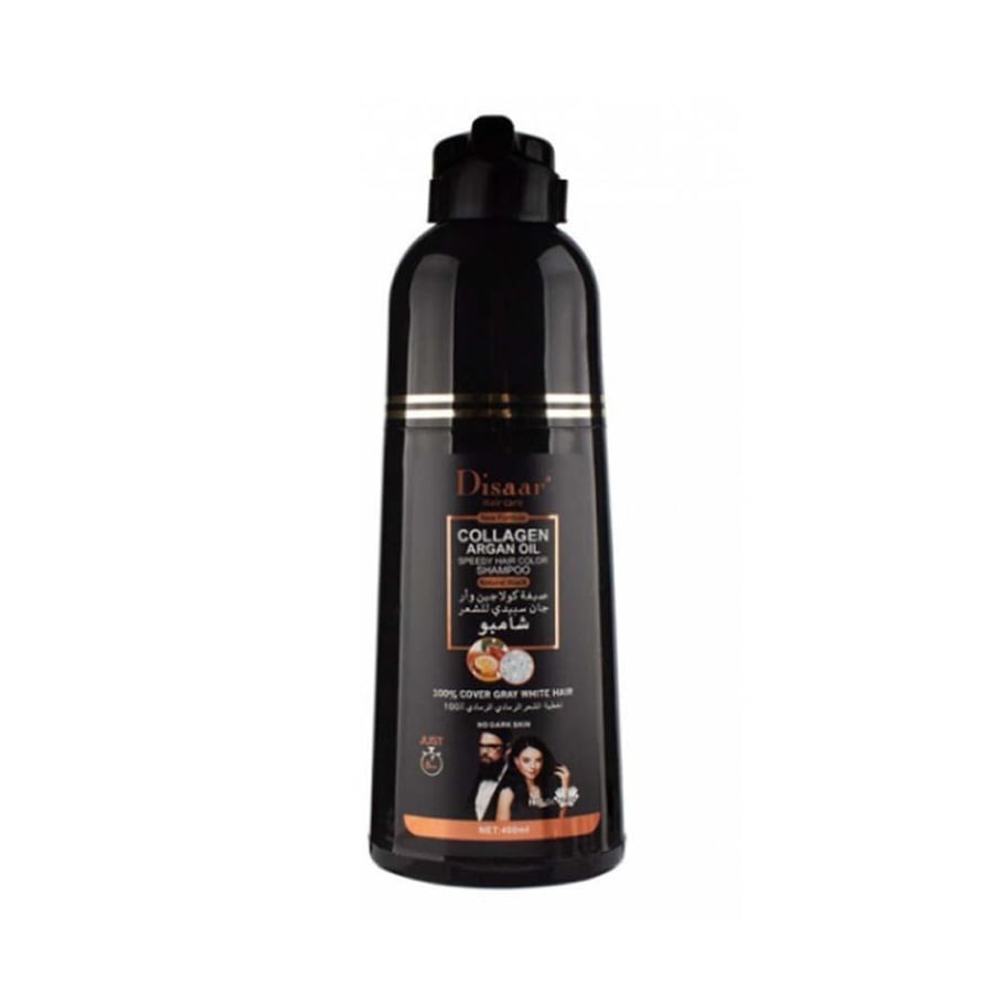 Disar shampoo hair dye with collagen and argan oil black natural - 400 ml