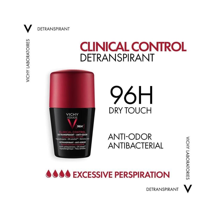 Vichy deodorant roll-on for men clinical control protection 96 hours - 50 ml